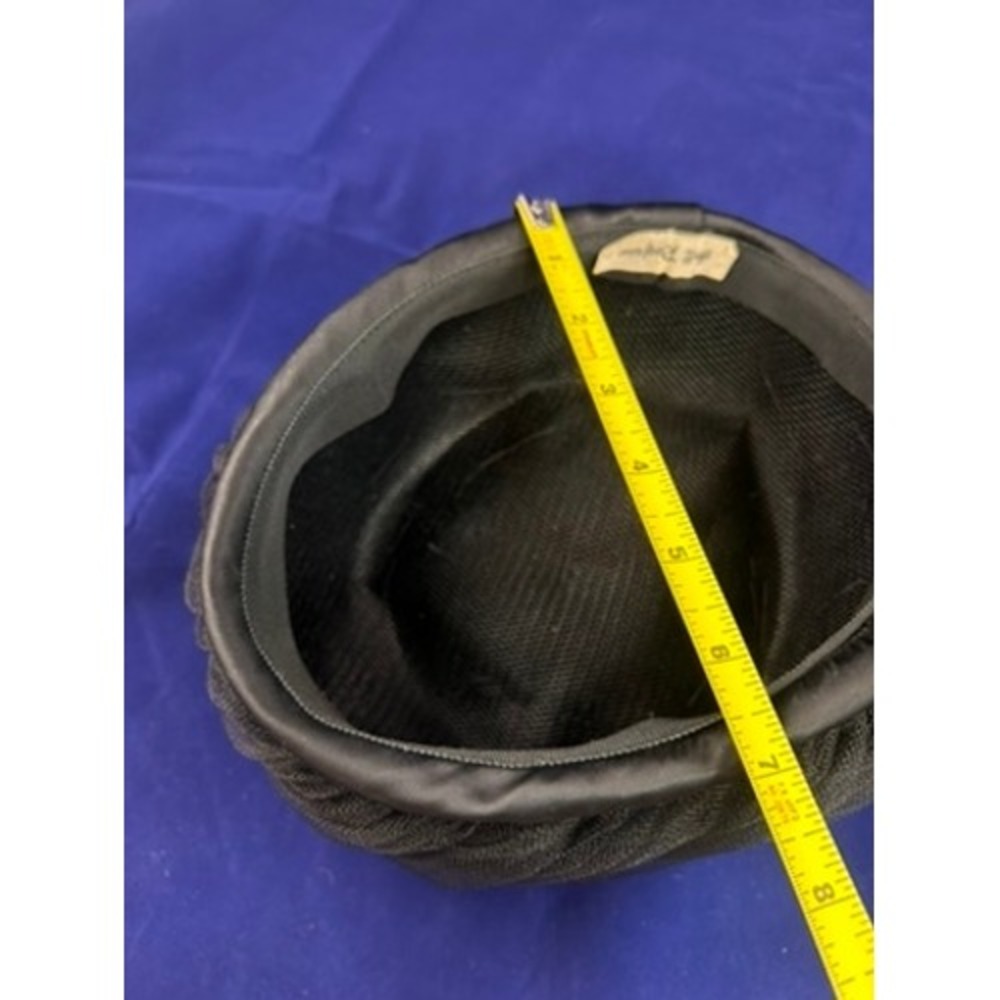 Vintage 1960s Holt Renfrew Black Draped Hat Turban Style Textured Minimalist Hat - Picture 9 of 9
